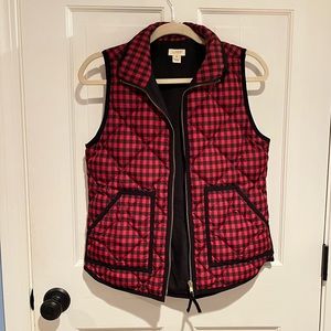 J. Crew Red Plaid Puffer Vest